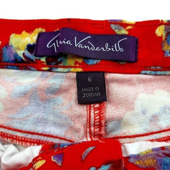 Gloria Vanderbilt Amanda Red Purple Floral Denim Size 6 Average Jean Shorts 29/6 - Picture 7 of 11